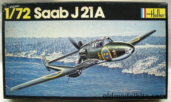Heller 1/72 Saab J-21A Fighter, 261 plastic model kit